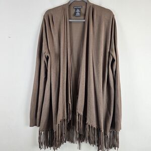 Chelsea & Theodore XL Brown Fringe‎ Sweater Wrap.E83